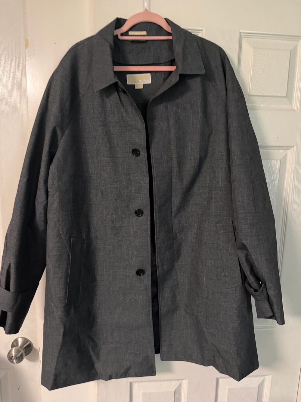 Michaels Charcoal Gray Single-Breasted Trench Coat